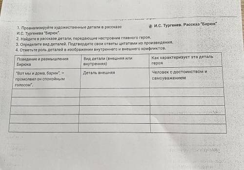 1.Проанализируйте художественные детали в рассказе И.С.Тургенева «Бирюк» 2.Найдите в рассказе детали