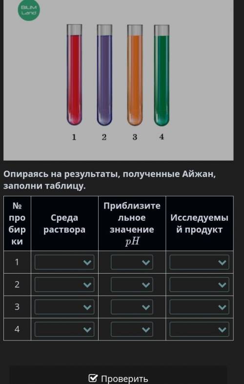 Айжан решила определить среду раствора некоторых продуктов питания. Для исследования она выбрала ябл