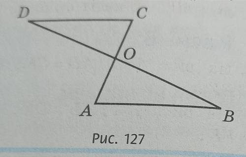 На рис. 127 трикутник.АОВ=трикутник.СОВ.Доведіть що, АВ//СD (