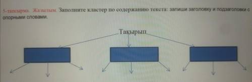 5-тапсырма. Жазылым. Заполните кластер по содержанию текста: запиши заголовку и подзаголовки с опорн