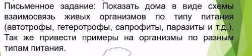 ЖИВЫХ Письменное задание: Показать дома в виде схемы организмов По типу питания (автотрофы, гетеротр