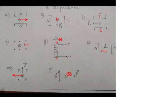 Выполните ЧЁТНЫЕ НОМЕРА (Б, Г, Е, З) , укажите силовую линию, направление тока или знак заряда и сил
