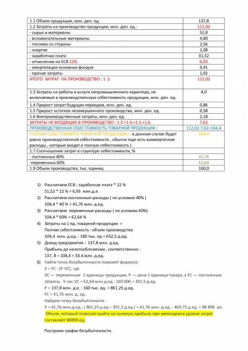 Необходимо рассчитать: 1) Смету ...2) Полную себестоимость ...Вариант №7.