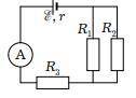 решить физику . В схеме на рисунке ЭДС батареи 200 В, R2 = 80 Ом, R3 = 50 Ом. Амперметр показывает 2