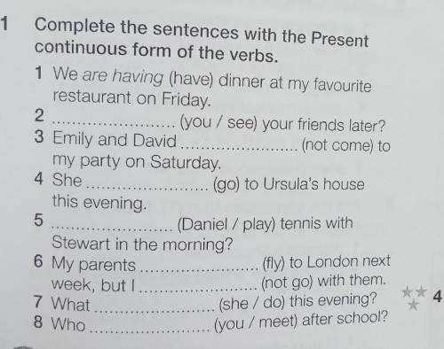 1 Complete the sentences with the Present continuous form of the verbs.