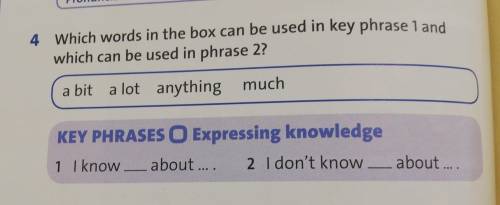 Which words in the box can be used in key phrase 1 and Which can be used in key phrase 2?