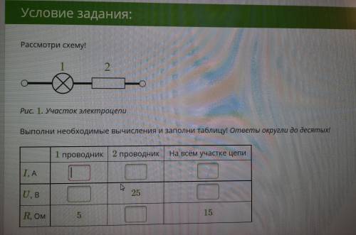 С ФИЗИКОЙ ЯКЛАСС ДАЮ Рассмотри схему!Выполнки необходимые вычисления и заполни таблицу!(ОТВЕТ ОКРУГЛ