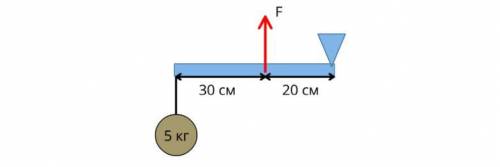 Определите, какую силу нужно приложить к рычагу 2 рода (см. рисунок), чтобы удержать груз массой 5 к