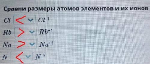 Ионная связь. Урок 2 Сравни размеры атомов элементов и их ионов с знаков < или >. СІ ...Cl -1