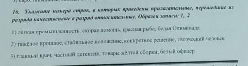 16. укажите номера строк, в которых приведены прилагательные, перешедшие из разряда в разряд качеств