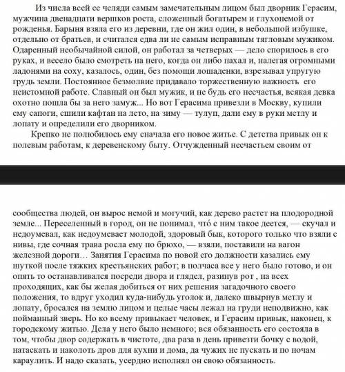 Задание 2. Прочитайте отрывок из рассказа И.С. Тургенева «Муму». Сделайте письменный анализ эпизода,