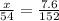 \frac{x}{54} = \frac{7.6}{152}