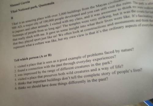 Tell which person (A or B) I visited a place that is seen as a good example of problems faced by nat