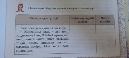 Берілген кестені дәптерге толтырыңдар.