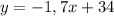 y = -1,7x + 34