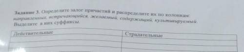 Задание 3. Определите залог причастий и распределите их по колонкам: направленных, встречающийся, же