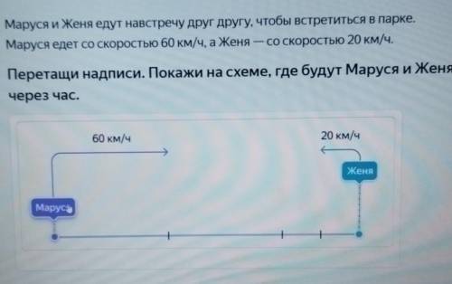 Маруся и Женя едут навстречу друг другу, чтобы встретиться в парке. Маруся едет со скоростью 60 км/ч