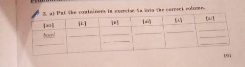 3. a) Put the containers in exercise la into the correct column.