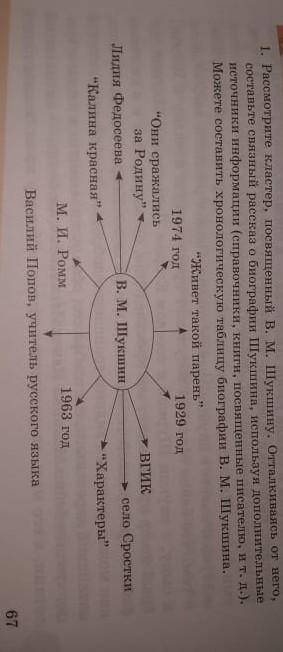 Рассмотрите кластер, посвященный В. М. Шукшину. Отталкиваясь от него, составьте связный рассказ о би