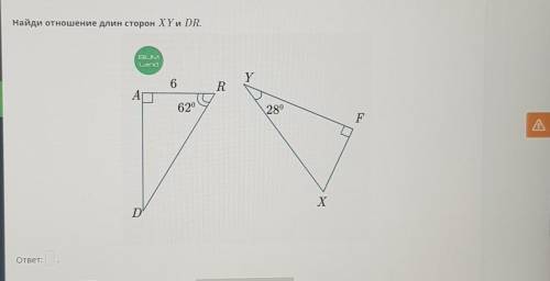 Найди отношение длин сторон XYи DR.
