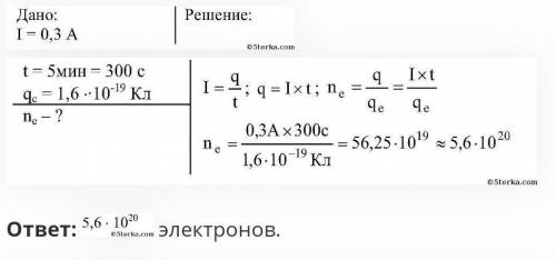 Сила тока в цепи электрической лампы равна 0,3 А. Сколько электронов проходит через поперечное сечен