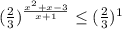 (\frac{2}{3})^{\frac{x^{2}+ x-3}{x+1} } \leq (\frac{2}{3})^1