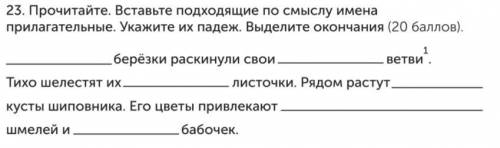 23. Прочитайте. Вставьте подходящие по смыслу имена прилагательные. Укажите их падеж. Выделите оконч