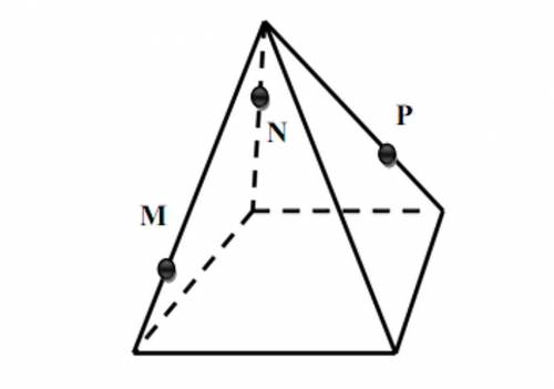 Построить сечение пирамиды, проходящей через три точки M, N, P.