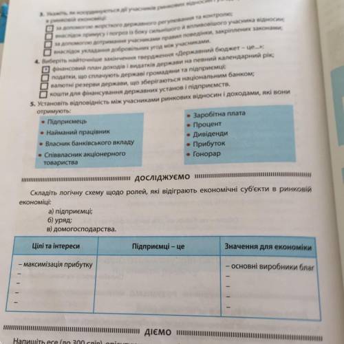 Складіть логічну схему щодо ролей, які відіграють економічні суб'єкти в ринковій економіці: а) підпр