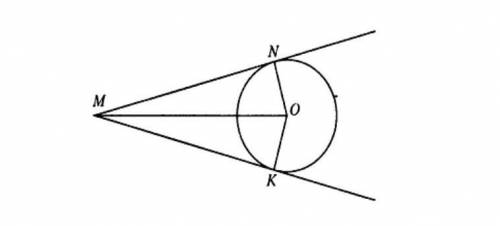 Коло з центром в точці О дотикається кута ∠NMК=60°, радіус якого О N=6см. Знайти МО.