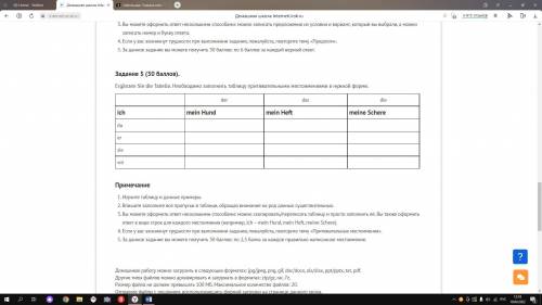 Задание 5 ( ). Ergänzen Sie die Tabelle. Необходимо заполнить таблицу притяжательными местоимениями 