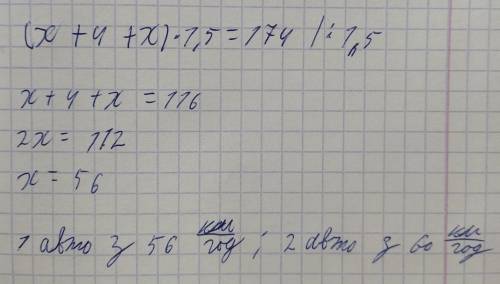 Одночасно з двох міст відстань між якими дорівнює 174 км назустріч один одному виїхали два вантажні