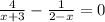 \frac{4}{x+3}-\frac{1}{2-x}=0